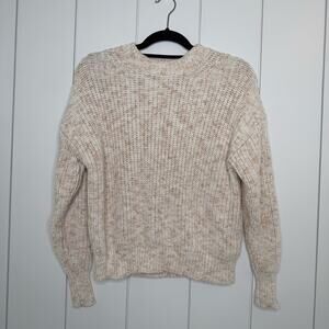 J.Crew Chunky Knit Cotton Blend Sweater XXS Cream Neutral Oversized Cabincore